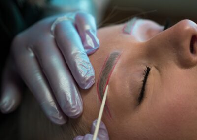 woman receiving microblading