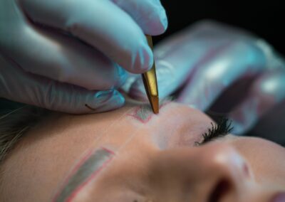 woman receiving microblading