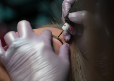 woman receiving microblading